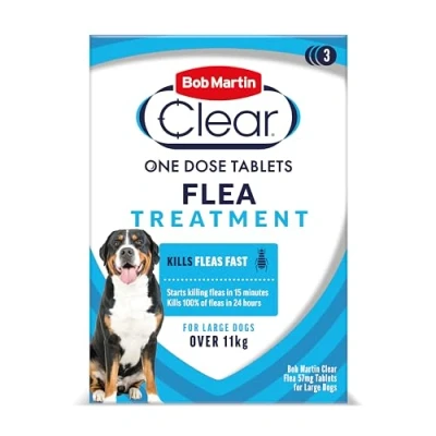 Image of Bob Martin Clear Flea Tablets for Large Dogs (11kg+) Effective Treatment, Kills 100% of Fleas within 24 Hours (3 Tablets)