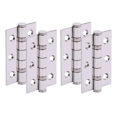 Image of HANDLEZONE® Door Hinges 2 Pairs 76mm / 3 inch Ball Bearing, with Screws Polished Stainless Steel