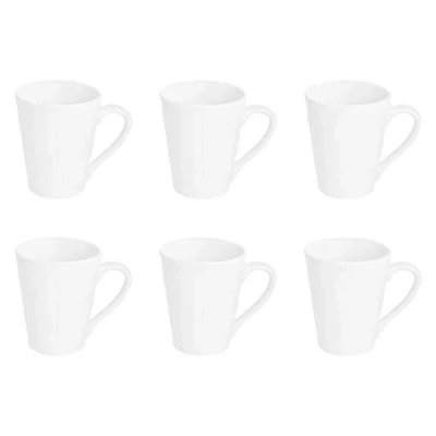 Image of 6x 285ml White China Latte Mugs By Argon Tableware