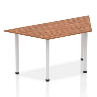 Image of Impulse 1600mm Trapezium Walnut Top Silver Post Leg