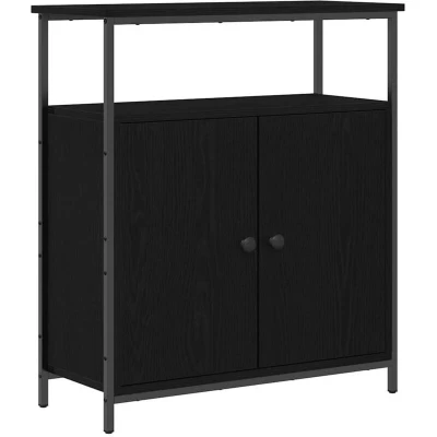 Image of vidaXL Sideboard Black Oak 70x30x80 cm Engineered Wood