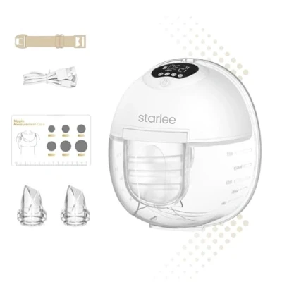 Image of Starlee Wearable Hands Free Electric Breast Pump S39, 4 Modes, 12 Levels, Low Noise, 24mm Flange, Portable &amp; Rechargeable (1 Pack)