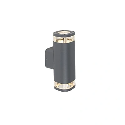 Image of Qazqa Modern Outdoor Wall Lamp I Light Square 2 Dark Gray Fox Garden Suitable for LED GU10 Aluminium