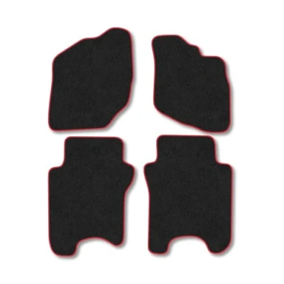 Image of Car Mats Compatible with Honda Jazz (2002 2008) Tailored Fit Red Carpet Floor Set Accessory Custom 4 Pieces Anti Slip Backing &amp; Binding Trim Edge