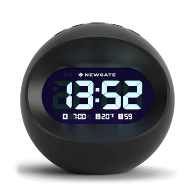 Image of NEWGATE® Digital Centre of the Earth Alarm Clock Bedside Mantel Desk Bedroom Accessories LCD Display Office (Black)
