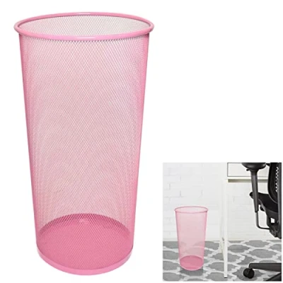 Image of ARA CHOICE Colorful Large Metal Waste Paper Rubbish Mesh Bin Dustbin Office Bedroom Desk Litter and easy to use Recycling for Home Multi Colour (Pink)