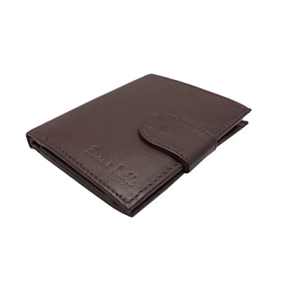Image of Wallets Mens Slim RFID Blocking Genuine Leather with Zip Coin Pocket, Banknote Compartments, Card Holders Pouch ID Window. Wallet for Men Gift Box (Brown)