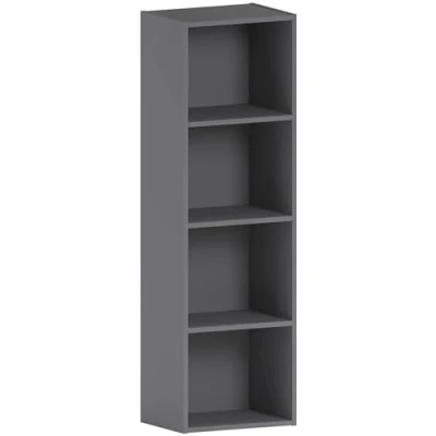 Image of Vida Designs Oxford 4 Tier Cube Bookcase, Grey Wooden Shelving Display Storage Unit Office Living Room Furniture