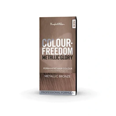 Image of Colour Freedom Metallic Permanent Bronze Conditioning Hair Dye. Infused with Shea Butter and Argan Oil for Ultra Glossy Conditioned Hair. 100% grey coverage. By Knight &amp; Wilson.