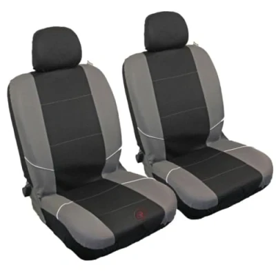 Image of XtremeAuto® Universal Fit Front Pair of Car Seat Covers Grey/Black Complete with Laptop Sticker XA3363 30