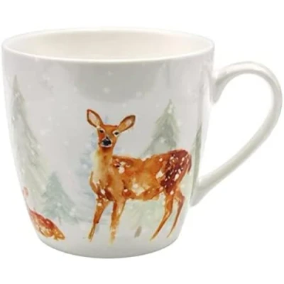 Image of The Leonardo Collection LP52749 Christmas Forest Family Deer Breakfast Mug, Fine China, Boxed