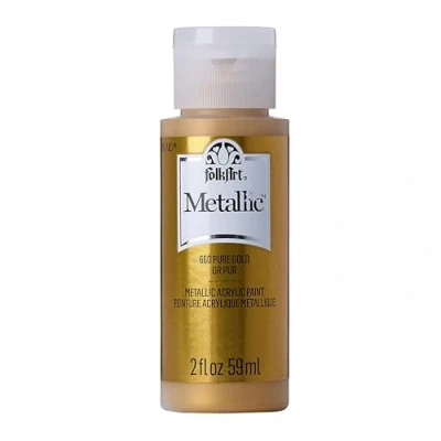 Image of FolkArt K660 Metallic Acrylic Paint in Assorted Colors (2 oz), 6102, 2 Ounce Gold (Pure Gold)