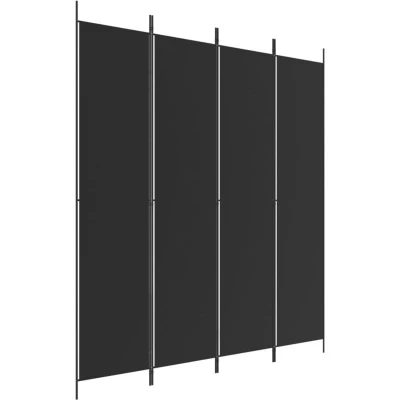 Image of vidaXL 4 Panel Room Divider Black 200x220 cm Fabric