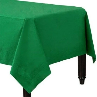 Image of Pack of 4 Paper Disposable Table Cover Tablecloth for Indoor or Outdoor All Occasion Baby Shower, Wedding, Birthday, Christmas, Halloween, Easter Party Decorations 90x90cm (Green)