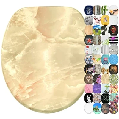 Image of Sanilo Soft Close Toilet Seat, Wide Choice of Beautiful Seats, Stable Hinges, Easy to Mount (Marble Nature)