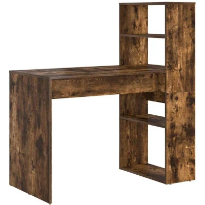 Image of vidaXL Desk with Storage Smoked Oak 113x54x120 cm Engineered Wood