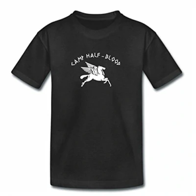 Image of MITEES Childrens Camp Half Blood Tshirt Kids Girl Boys Percy Jackson Top (Large 9 11) Black
