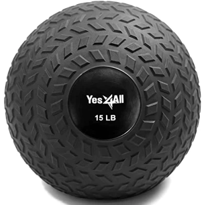 Image of Yes4All D297 6.8kg Slam Ball for Strength and Crossfit Workout Medicine (6.8kg, Black)