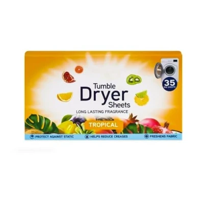Image of ANGIX 1 x Tumble Dryer Sheets with Long Lasting Tropical Fragrance &amp; Softness for Fresh Clothes Linen (35 Big Sheets)