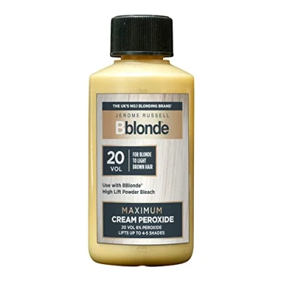 Image of Jerome Russell Bblonde Maximum Lift Cream Peroxide 20 Vol Permanent Blonde Hair Dye for to Light Brown Colour &amp; Bleach with 6% Avocado Oil, Lifts 4 5 Shades, 75ml
