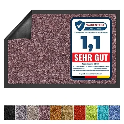Image of Rhine Dirt Trapper Mat, Absorbent Machine Washable Doormat with Non Slip Backing, Indoor &amp; Outdoor Front Door Mat Barrier Entrance (Purple, 120 cm x 180 cm)