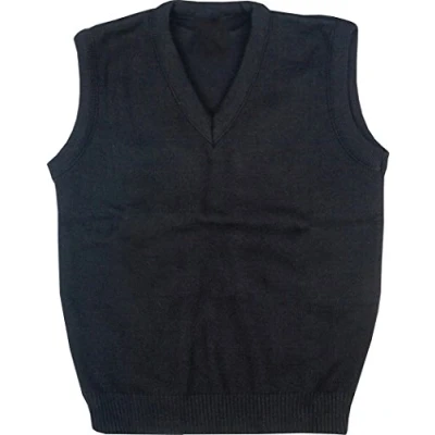 Image of Mens Kids Plain V Neck Sweater Black 5 6 Years