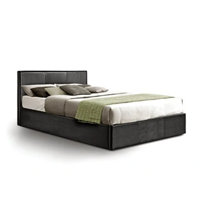Image of Ottoman King Size Storage Bed Upholstered in Faux Leather, 5ft, Black