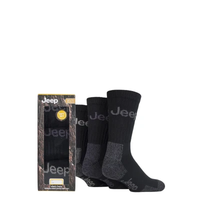Image of Mens 3 Pair Jeep Luxury Terrain Socks Gift Box Black 6 11