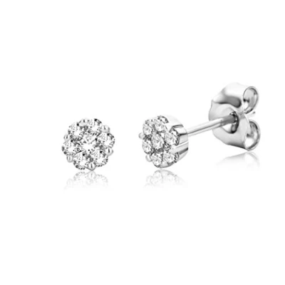 Image of Miore stud earrings 9 kt 375 white gold with brilliant cut diamonds 0.22 ct