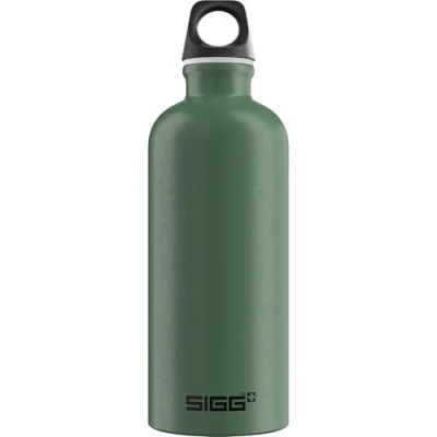 Image of SIGG Aluminium Water Bottle Traveller Leaf Green Climate Neutral Certified Suitable For Carbonated Beverages Leakproof Lightweight BPA Free 0.6 L