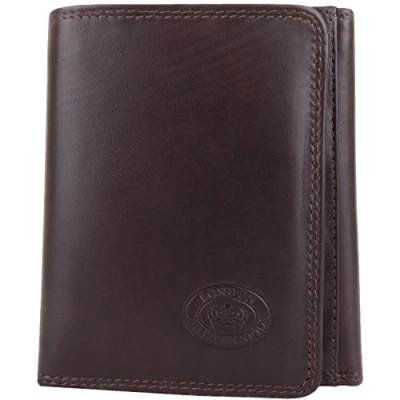 Image of Mens Soft Leather Tri Fold Coin / Money Wallet with Multiple Features Dark Brown