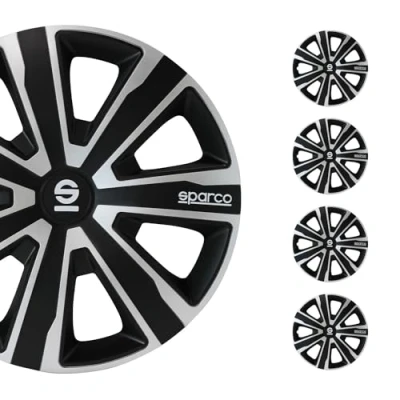 Image of Sparco Wheel Covers Palermo 16 inch Silver/Black Set of 4 pieces