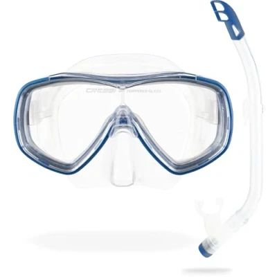 Image of Cressi DM1010134 Ondina VIP Jr Mask Snorkeling Combo Set (Made in Italy), Transparent/Pink, One Size