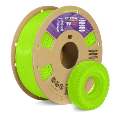 Image of OVERTURE TPU Filament 1.75mm Flexible Roll, 95A Soft 3D Printer Filament, 1kg Spool (2.2 lbs), Dimensional Accuracy +/ 0.02 mm (TPU Light Green)