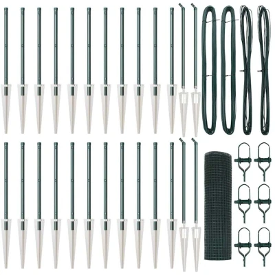 Image of vidaXL Welded Wire Fence with 13 Spike Posts Green 0.5x50 m Steel