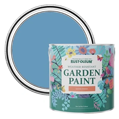 Image of Rust Oleum Blue Mould Resistant Garden Paint In Satin Finish Cornflower 2.5L
