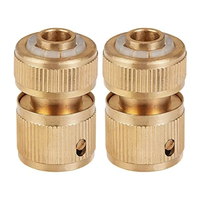 Image of Tech Traders 2 Pack Brass Hose Connector, End Quick Connect Fitting 1/2&quot; Pipe Connector for Home Watering,Gardening,Car Washing