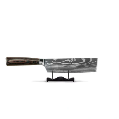 Image of Japanese nakiri knife damascus print