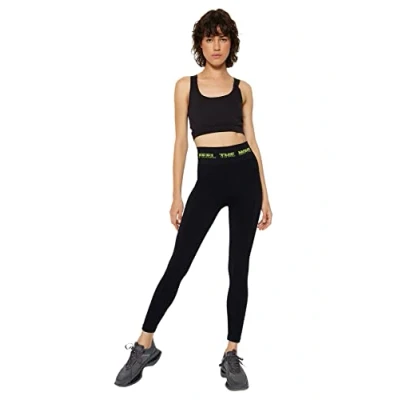 Image of Trendyol Women High Waist Skinny fit 3/4 Size Sport Leggings,Black,XS/S