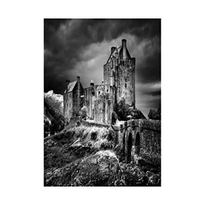 Image of Wee Blue Coo Photo Landmark Eilean Donan Castle Kyle Scotland Wall Art Print