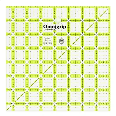 Image of Omnigrip quilter ruler, non slip square 7 ½ &quot;x ½&quot; green