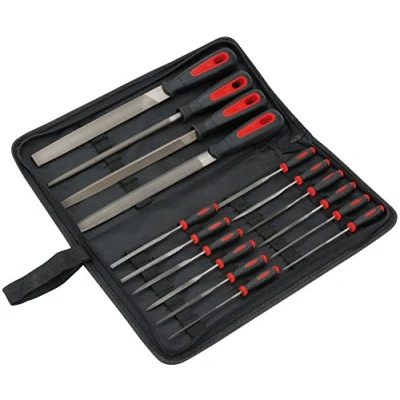 Image of Draper Redline 68904 File Set (16 Piece), Red/Black