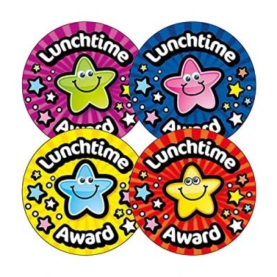 Image of 400 Lunchtime Award Star Childrens Pupils School Teachers Reward Stickers 32mm Brainwaves Primary Teaching Services