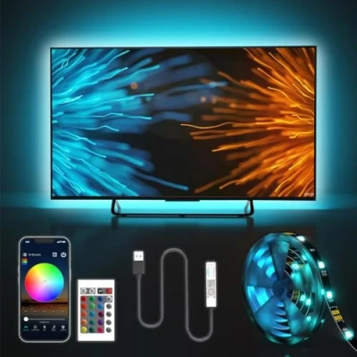 Image of HOMINA Led Strip Lights 16.4ft/5m 150 RGB LEDs for 60 100in TV USB Backlight Kit with 24Key Remote 5050 Bias HDTV