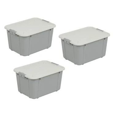 Image of BranQ Home essential Velur Universal Storage Container with Lid, Set of 3, Size 16 L, BPA Free Plastic PP, Light Grey