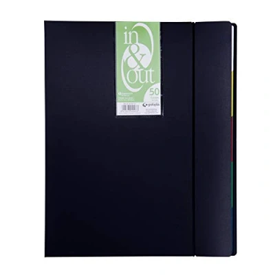 Image of Grafoplás 39405010 Folder, 50 Sleeves, in &amp; Out System, A4, Black