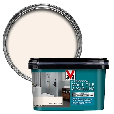 Image of V33 Renovation Wall Tile &amp; Panelling Paint Powder Pink 2L For High Moisture Surfaces Resistance to Temperature Variations Washable Easy Maintenance Resistant Cleaning Products