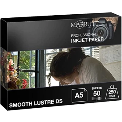 Image of Marrutt 250gsm Smooth Lustre Double Sided Inkjet Photo Paper: A5 50 Sheets