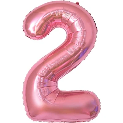 Image of Number Balloons 2,Pink 2 Balloon 40 Inch Giant Helium Foil for Boys Girls Party Decor Birthday Anniversary Graduation Decorations Supplies