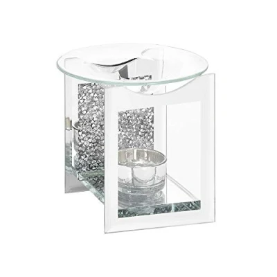 Image of Mirrored Glass Silver Crystal Oil Burner By Lesser &amp; Pavey